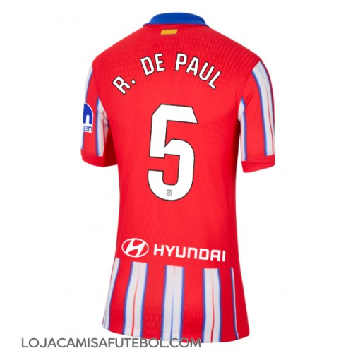 Camisa de Futebol Atletico Madrid Rodrigo De Paul #5 Equipamento Principal Mulheres 2024-25 Manga Curta